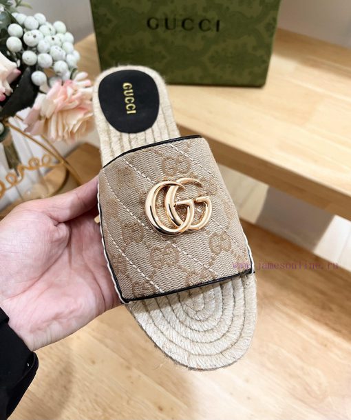 GUCCI 24ss Early Autumn Ladies GG Pattern Decorative Garden Head Gucci Slippers 🩴 Grass wovexkmr6cuv - Image 8