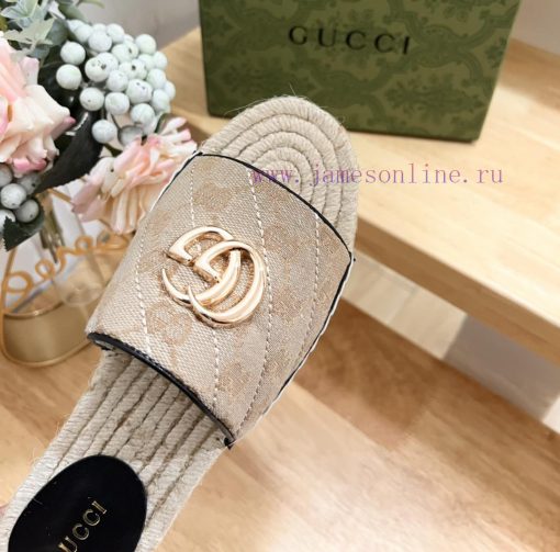 GUCCI 24ss Early Autumn Ladies GG Pattern Decorative Garden Head Gucci Slippers 🩴 Grass wovexkmr6cuv - Image 9