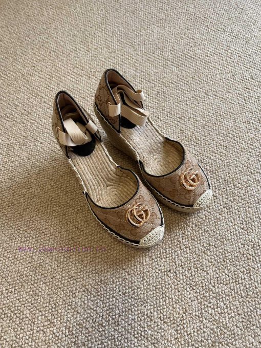 22ss early spring GucciGucci straw woven thick soled wedge sandals can bring a touch of modeal3z0w7n - Image 10