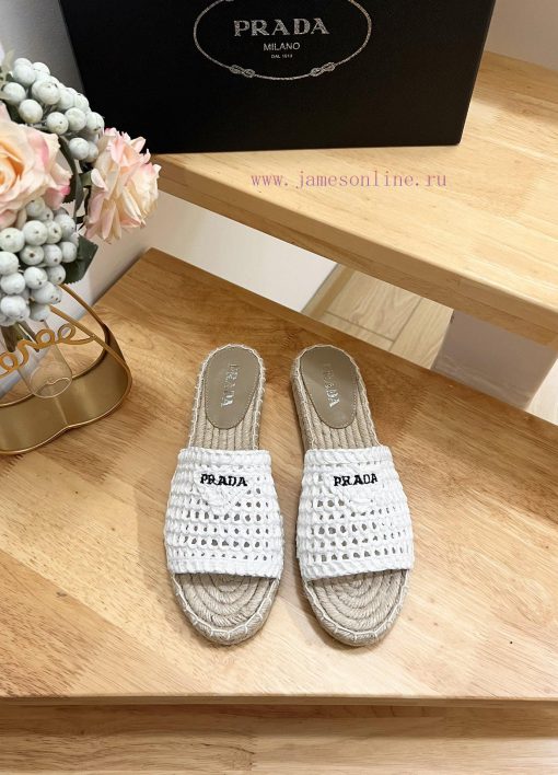 p Brand PradaPrada logo details slippers woven shoesColor F0018 Origin itTarget audience: Wo7j1912pr - Image 2