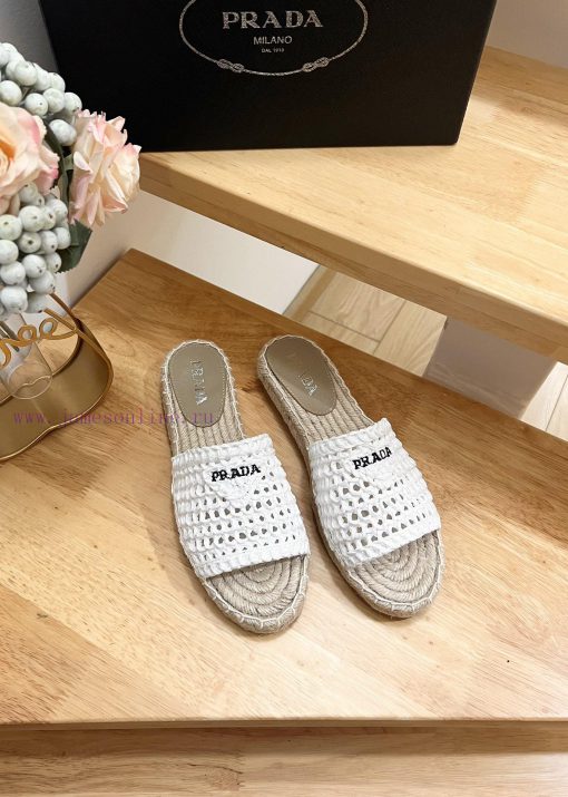 p Brand PradaPrada logo details slippers woven shoesColor F0018 Origin itTarget audience: Wo7j1912pr - Image 3