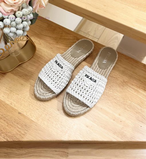 p Brand PradaPrada logo details slippers woven shoesColor F0018 Origin itTarget audience: Wo7j1912pr - Image 4