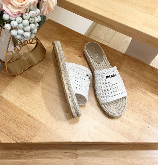 p Brand PradaPrada logo details slippers woven shoesColor F0018 Origin itTarget audience: Wo7j1912pr - Image 6