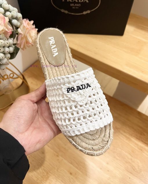 p Brand PradaPrada logo details slippers woven shoesColor F0018 Origin itTarget audience: Wo7j1912pr - Image 8