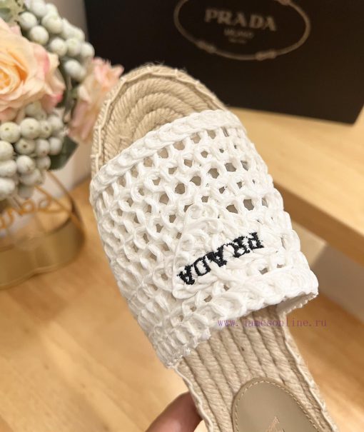 p Brand PradaPrada logo details slippers woven shoesColor F0018 Origin itTarget audience: Wo7j1912pr - Image 9