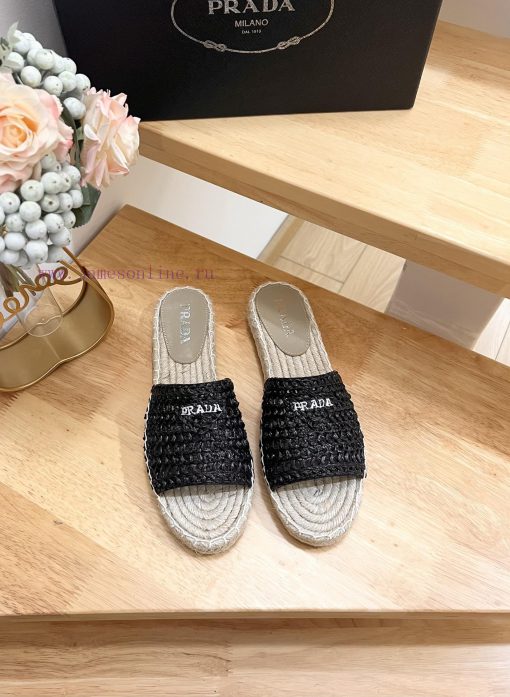Brand PradaPrada logo details slippers woven shoesColor F0018 Origin itTarget audience: Womezl07bbi3
