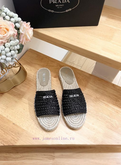 Brand PradaPrada logo details slippers woven shoesColor F0018 Origin itTarget audience: Womezl07bbi3 - Image 2
