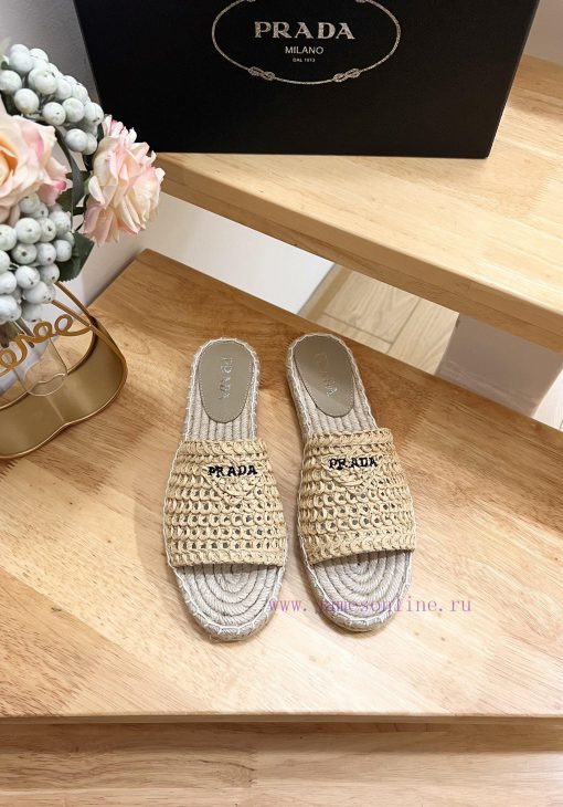 Brand PradaPrada logo details slippers woven shoesColor F0018 Origin itTarget audience: Wometwvrmprd - Image 2