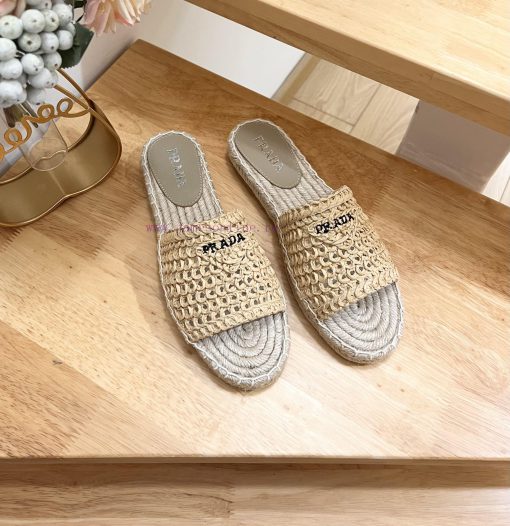 Brand PradaPrada logo details slippers woven shoesColor F0018 Origin itTarget audience: Wometwvrmprd - Image 3
