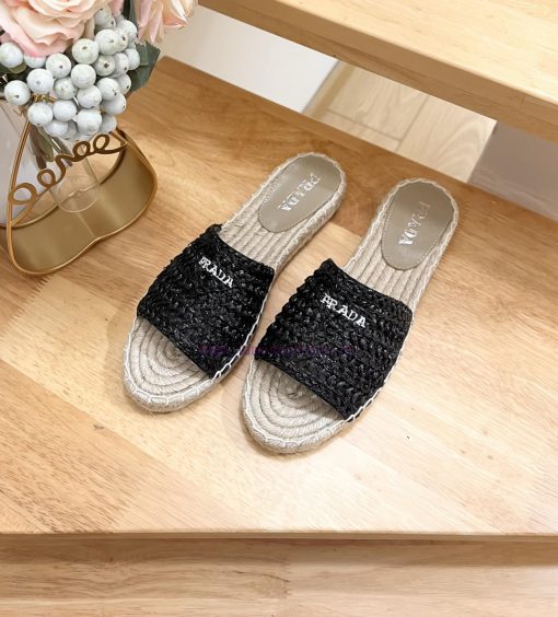 Brand PradaPrada logo details slippers woven shoesColor F0018 Origin itTarget audience: Womezl07bbi3 - Image 4