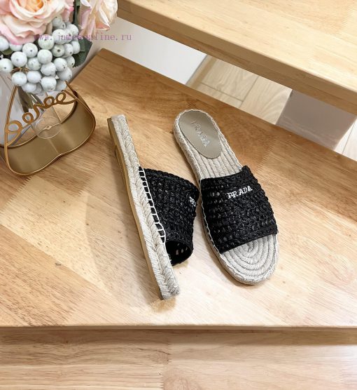 Brand PradaPrada logo details slippers woven shoesColor F0018 Origin itTarget audience: Womezl07bbi3 - Image 5