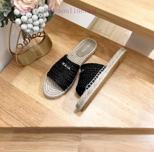 Brand PradaPrada logo details slippers woven shoesColor F0018 Origin itTarget audience: Womezl07bbi3 - Image 6