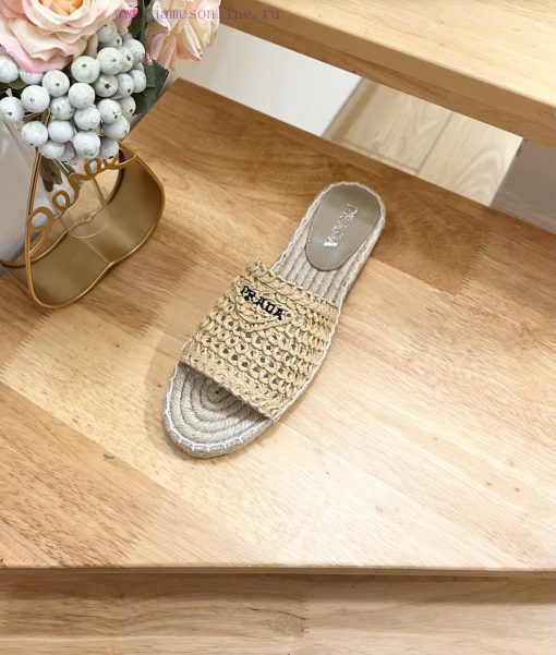 Brand PradaPrada logo details slippers woven shoesColor F0018 Origin itTarget audience: Wometwvrmprd - Image 7