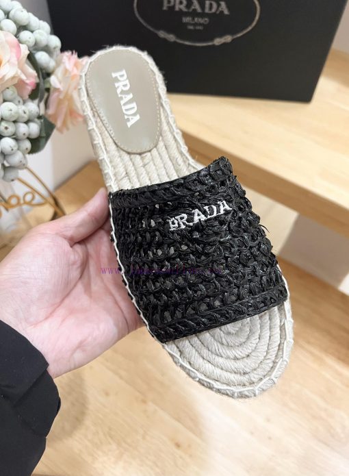 Brand PradaPrada logo details slippers woven shoesColor F0018 Origin itTarget audience: Womezl07bbi3 - Image 8