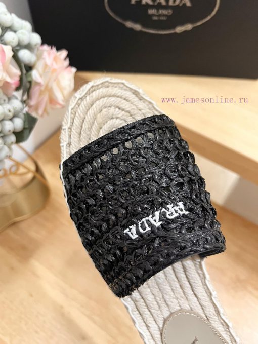 Brand PradaPrada logo details slippers woven shoesColor F0018 Origin itTarget audience: Womezl07bbi3 - Image 9
