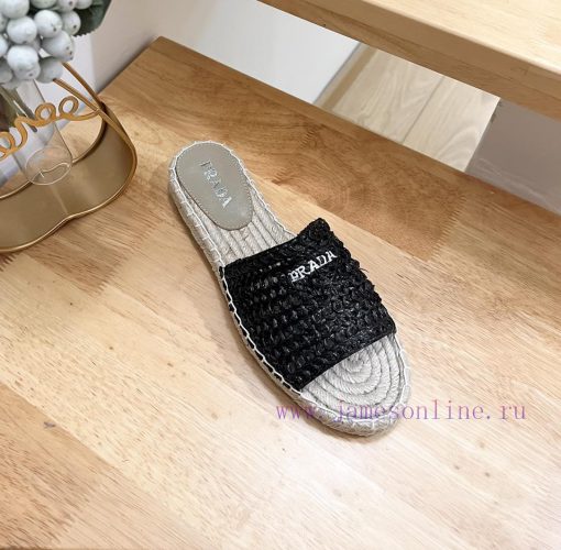 Brand PradaPrada logo details slippers woven shoesColor F0018 Origin itTarget audience: Womezl07bbi3 - Image 10