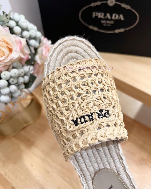 Brand PradaPrada logo details slippers woven shoesColor F0018 Origin itTarget audience: Wometwvrmprd - Image 10