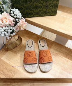 p GUCCI Paris 2024 Spring Damita Madeira Embroidered Canvas Hemp Bottom SandalsThe heel size4fy1l4uh
