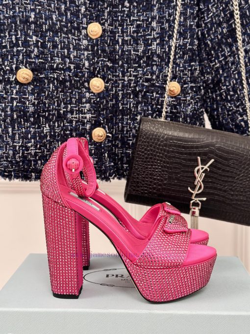 PRADA/PRADA Classic Triangle DiamondOne word thick heel Hentian high sandalsSpring/Summer Ho9p9w6n1x - Image 2