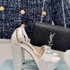 PRADA/PRADA Classic Triangle DiamondOne word thick heel Hentian high sandalsSpring/Summer Ho8we9m4z6