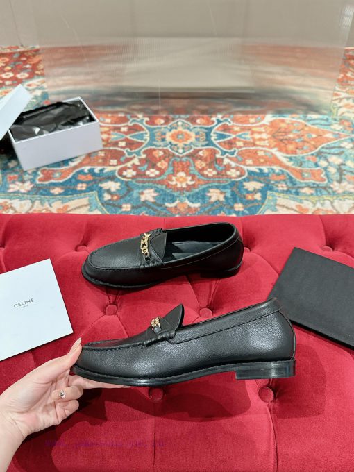 ️ CELINE Sillin Lefu shoes Caesar door buckle series casual small leather shoes are super suw2gd130b - Image 4
