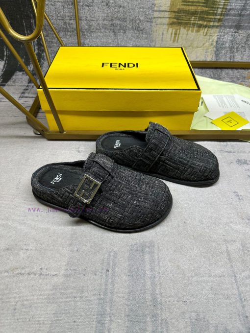 FENDI's latest hot item, flat bottomed half pack slippers with FF decorative buckle, imitatiftzdo3rd - Image 4