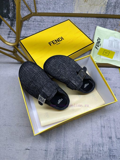 FENDI's latest hot item, flat bottomed half pack slippers with FF decorative buckle, imitatiftzdo3rd - Image 7