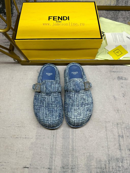 FENDI's latest hot item, flat bottomed half pack slippers with FF decorative buckle, imitatiw6799jk6 - Image 3