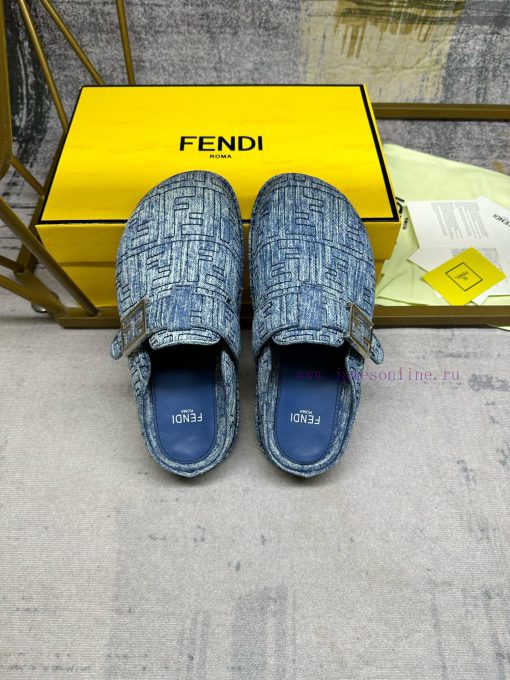 FENDI's latest hot item, flat bottomed half pack slippers with FF decorative buckle, imitatiw6799jk6 - Image 4