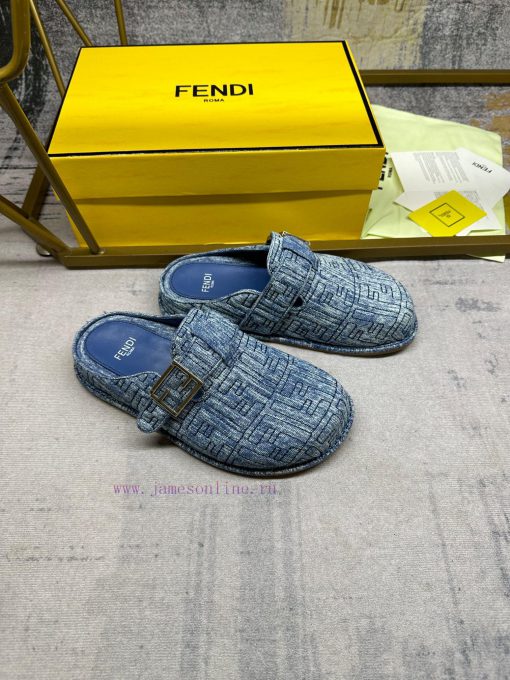 FENDI's latest hot item, flat bottomed half pack slippers with FF decorative buckle, imitatiw6799jk6 - Image 5