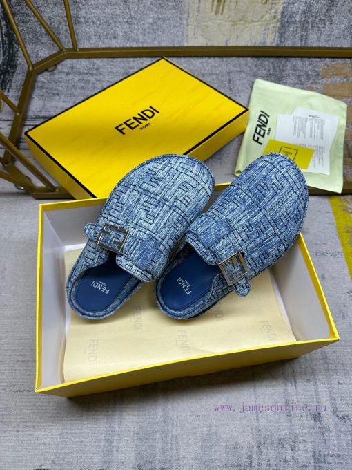 FENDI's latest hot item, flat bottomed half pack slippers with FF decorative buckle, imitatiw6799jk6 - Image 7