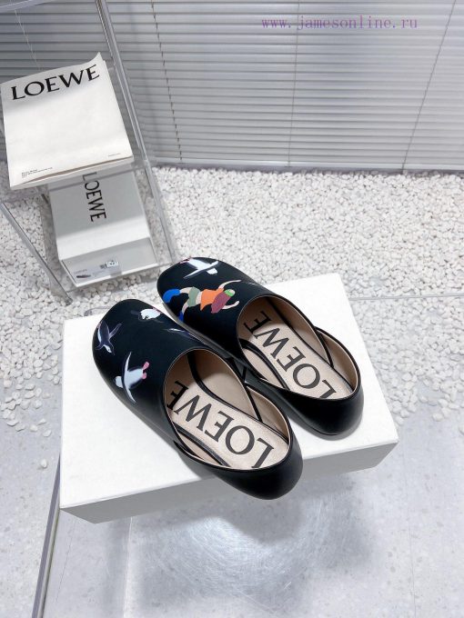 Luoyiwei Loewe's new round toe flat shoes that can be stepped on with one foot, lazy single 8ey2oqpp - Image 5