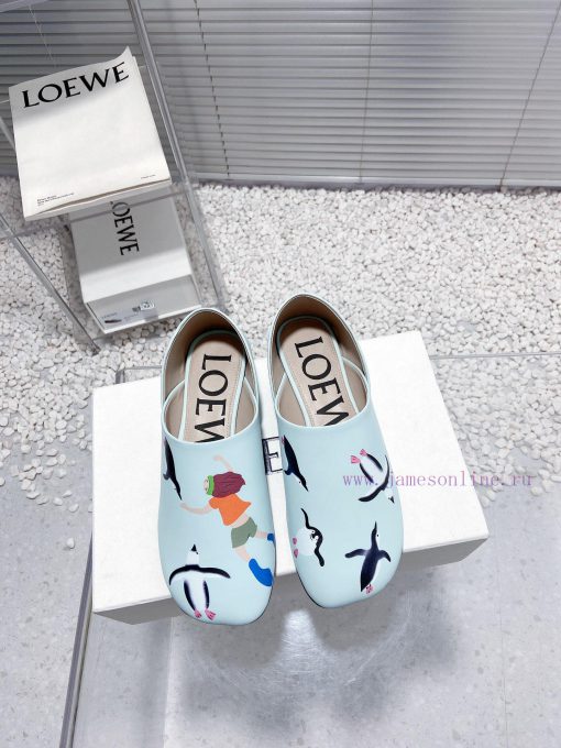 Luoyiwei Loewe's new round toe flat shoes that can be stepped on with one foot, lazy single 3msjcg3t