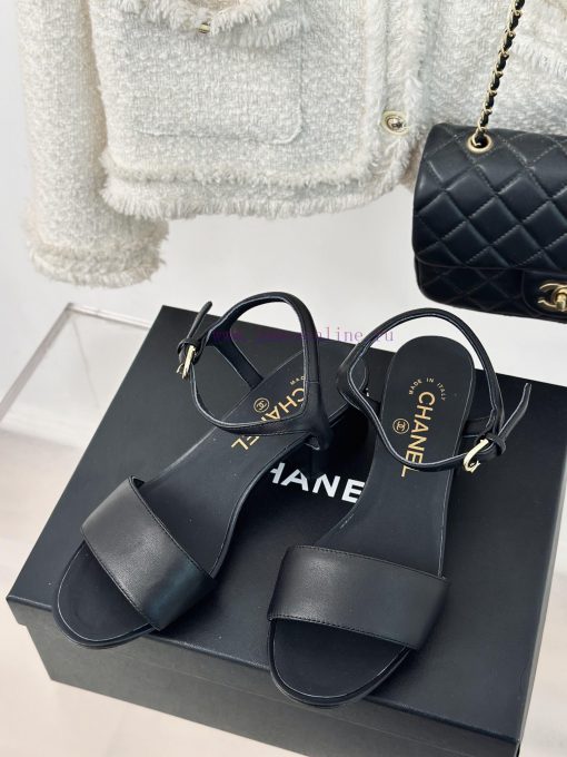 Chanel | Chanel 24C New ProductCoarse heeled sandalsThe shoe upper is made of imported lambsufjptv1f - Image 3