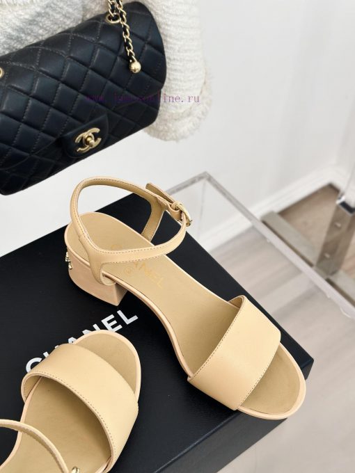 Chanel | Chanel 24C New ProductCoarse heeled sandalsThe shoe upper is made of imported lambsycr8oxki - Image 6