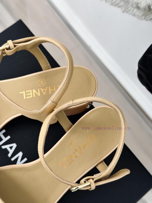Chanel | Chanel 24C New ProductCoarse heeled sandalsThe shoe upper is made of imported lambsycr8oxki - Image 9