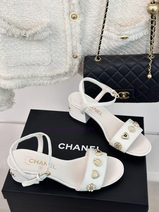 Chanel | Chanel 24C New ProductCoarse heeled sandalsThe shoe upper is made of imported lambsndmwm6su - Image 4