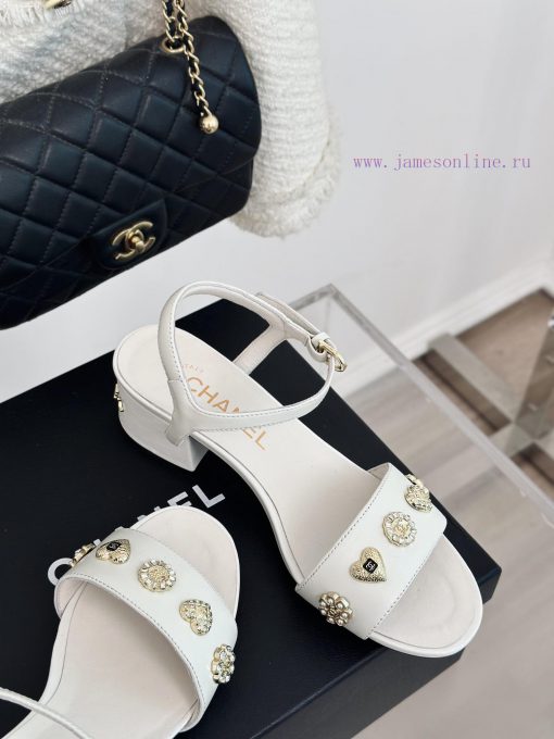 Chanel | Chanel 24C New ProductCoarse heeled sandalsThe shoe upper is made of imported lambsndmwm6su - Image 6