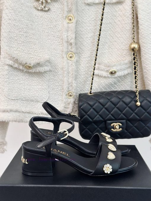 Chanel | Chanel 24C New ProductCoarse heeled sandalsThe shoe upper is made of imported lambswg3dsint - Image 2