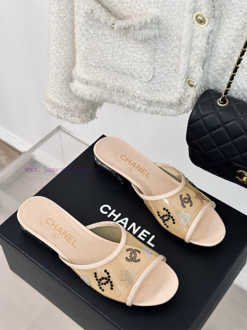 Chanel | Chanel 24P New ProductDiamond Double C Thick Heel SlippersThe upper of the shoe is yndpms80 - Image 4