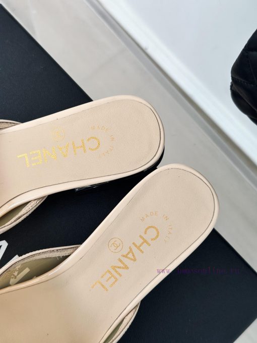 Chanel | Chanel 24P New ProductDiamond Double C Thick Heel SlippersThe upper of the shoe is yndpms80 - Image 9