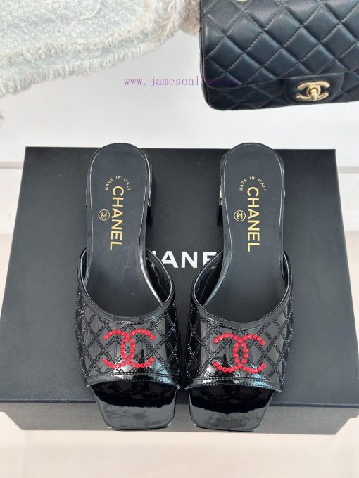 Chanel | Chanel 24P New ProductDiamond Double C Thick Heel SlippersThe upper of the shoe is aa75oqhd - Image 5