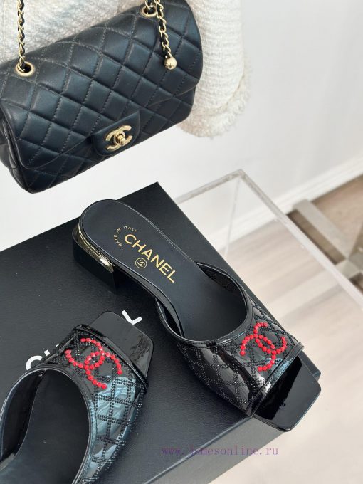 Chanel | Chanel 24P New ProductDiamond Double C Thick Heel SlippersThe upper of the shoe is aa75oqhd - Image 6