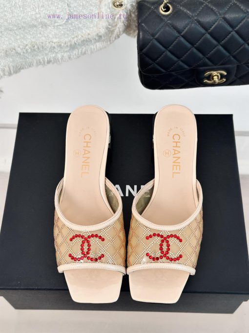 Chanel | Chanel 24P New ProductDiamond Double C Thick Heel SlippersThe upper of the shoe is mlwt6klh - Image 5