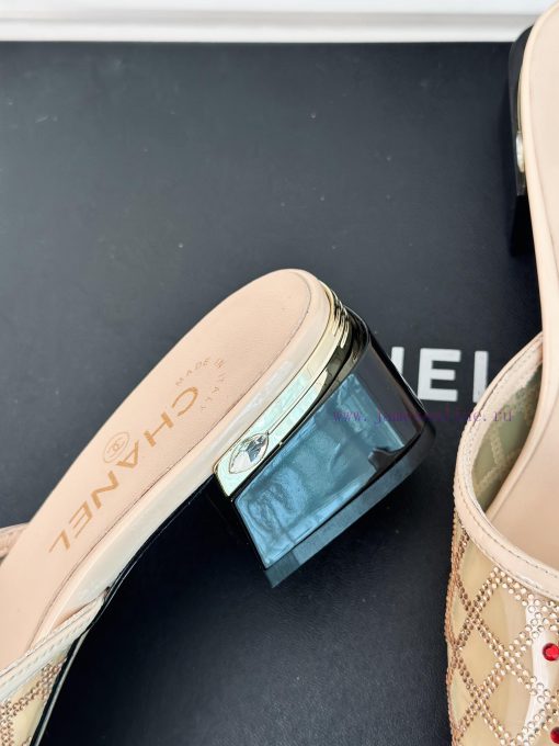 Chanel | Chanel 24P New ProductDiamond Double C Thick Heel SlippersThe upper of the shoe is mlwt6klh - Image 7