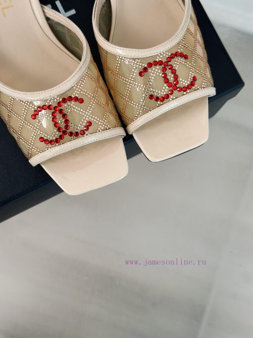 Chanel | Chanel 24P New ProductDiamond Double C Thick Heel SlippersThe upper of the shoe is mlwt6klh - Image 8