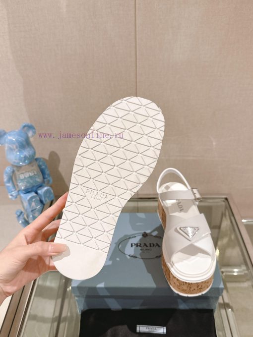 -24Fw Spring/Summer New Prada Wood Grain Thick Bottom Cross Rubber SandalsThis rubber sandalr0nx4gwh - Image 10