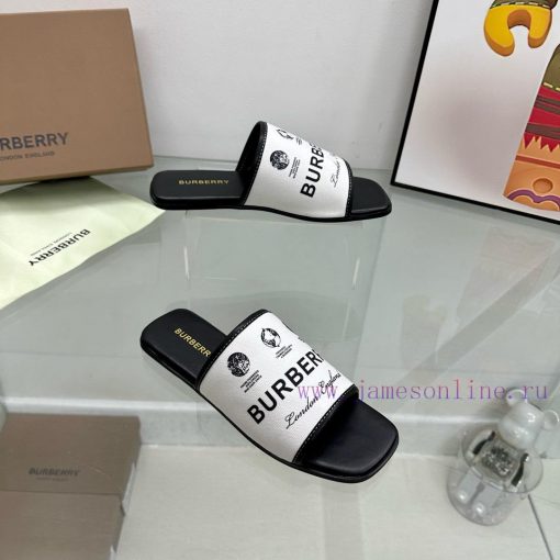 New product launched Burberry flat slippersChannel goods vulcanized one foot stepping Burberv8hvzq1b - Image 8