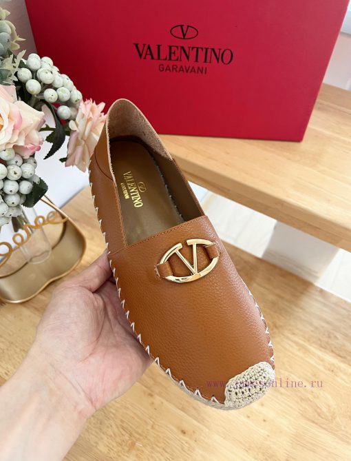 Valentino Garavani/Valentino Rapa Lychee patterned cowhide V-button new fisherman's shoes-Bicny0kwqf - Image 9