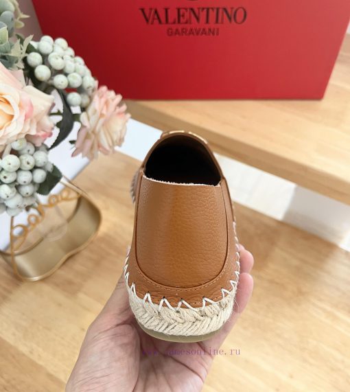 Valentino Garavani/Valentino Rapa Lychee patterned cowhide V-button new fisherman's shoes-Bicny0kwqf - Image 10